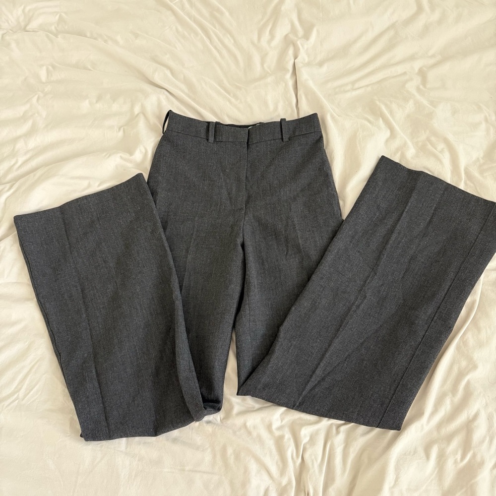 ZARA High Waist Wide Leg Dress Pants Gray XS